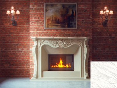 Портал для каміна Bravo Лондон Volakas мармур білий прямий