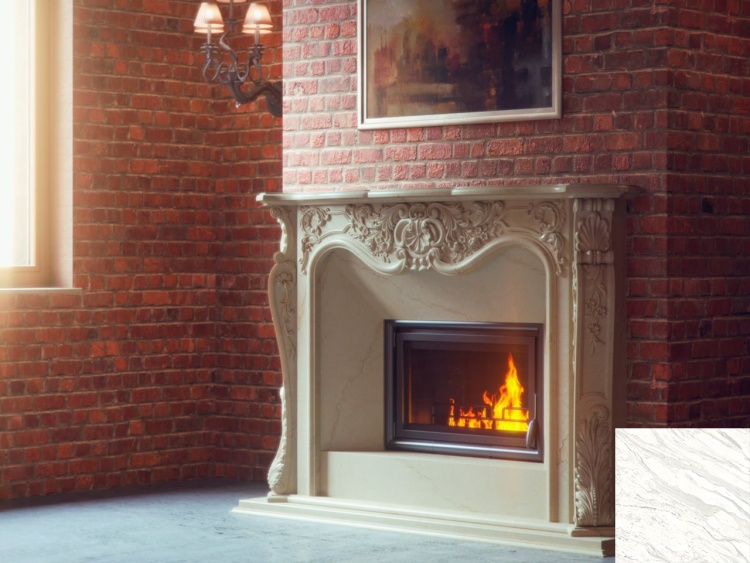 Портал для каміна Bravo Лондон Volakas мармур білий прямий