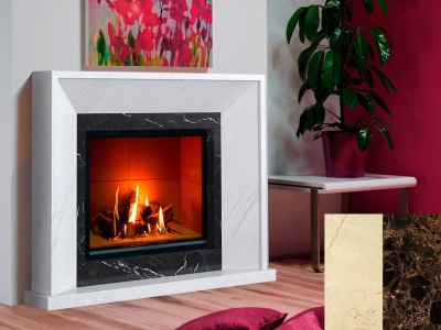 Портал для каміна Bravo Ріо Crema Marfil + Emperador Dark мармур бежевий/коричневий прямий