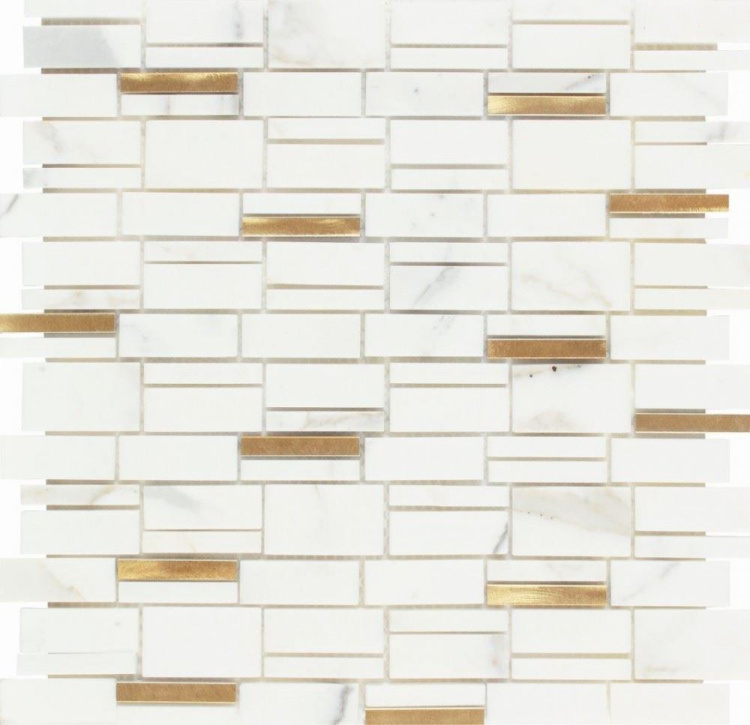 Мозаїка 187541 Dune Arcadia 29.8*30 біла із золотистими вставками.