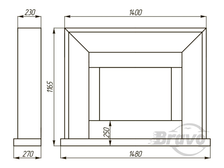 Портал для каміна Bravo Ріо Polaris + Nero Marquina мармур білий/чорний прямий