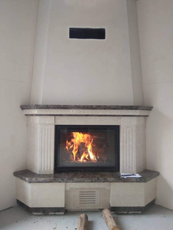 Портал для камина Bravo Люблин Giallo Atlantide + Emperador Dark мрамор бежевый/коричневый прямой n1