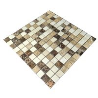 Мозаика из мрамора Полированная МКР-2П (23x23) Emperador Dark + Emperador Light + Crema Marfil