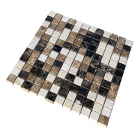 Мозаика из мрамора Полированная МКР-2П (23x23) Emperador Dark + Emperador Light + Crema Marfil
