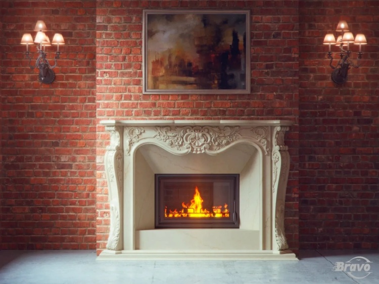 Портал для каміна Bravo Лондон Daino Reale мармур бежевий кутовий