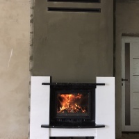 Портал для каміна Bravo Лейпциг Volakas + Nero Marquina мармур білий/чорний прямий