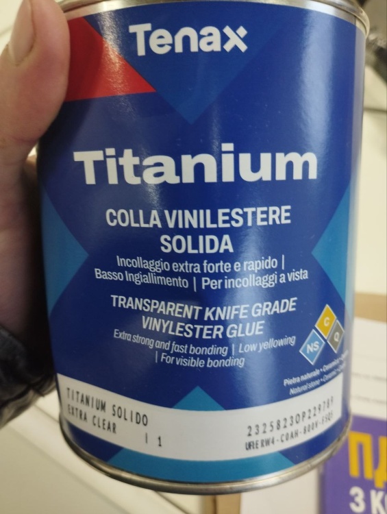 Клей вінілефірний Tenax Titanium extra clear екстра-прозорий 1 л, густий жаростійкий для каменю, кераміки