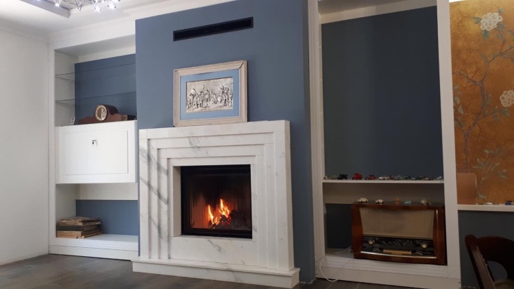 Портал для камина Bravo Сицилия Volakas мрамор белый прямой