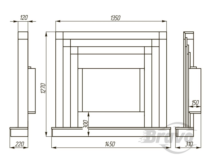 Портал для камина Bravo Сицилия Volakas мрамор белый прямой