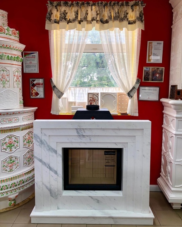 Портал для камина Bravo Сицилия Volakas мрамор белый прямой