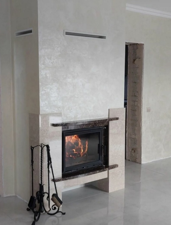 Портал для каміна Bravo Лейпциг Botticino + Emperador Dark мармур бежевий/коричневий прямий