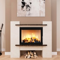 Портал для каміна Bravo Лейпциг Botticino + Emperador Dark мармур бежевий/коричневий прямий