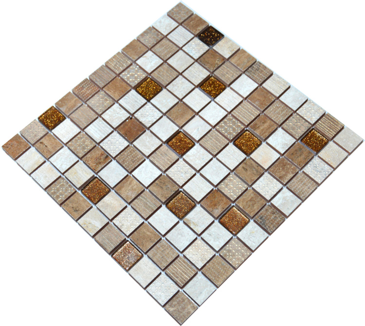 Декоративна мозаїка Kotto Ceramica СМ 3044 С3 Beige/Brown/Brown Gold 300 х 300 х 9 ( 25 х 25 )