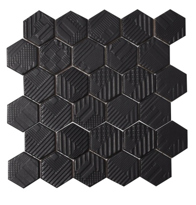 Мозаїка керамічна Kotto Ceramica HEXAGON HST 6021 Black Mat 295х295х9