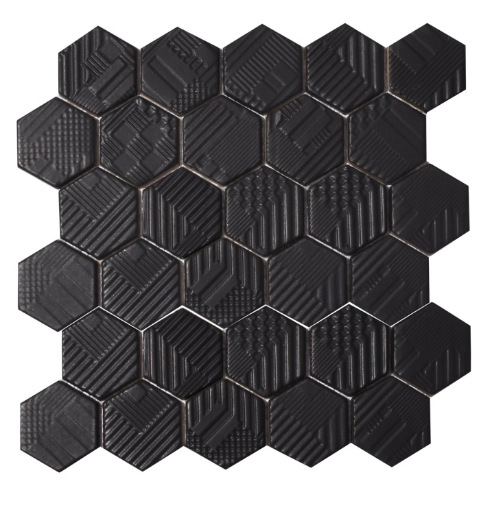 Мозаїка керамічна Kotto Ceramica HEXAGON HST 6021 Black Mat 295х295х9