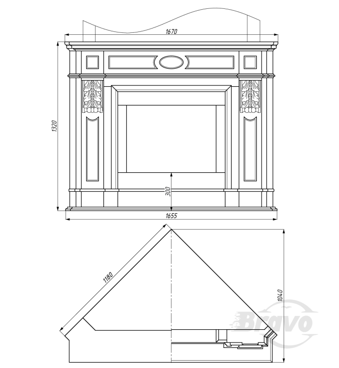Портал для каміна Bravo Львів Daino Reale + Emperador Dark мармур бежевий/коричневий кутовий
