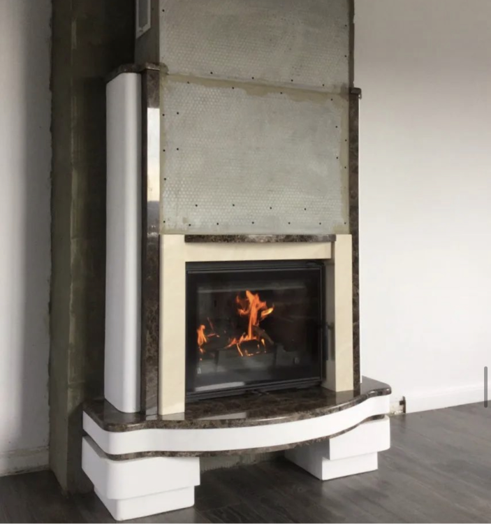 Портал для камина Bravo Стелла Crema Marfil + Emperador Dark мрамор бежевый/коричневый прямой