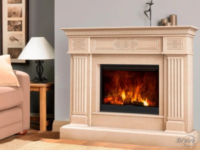 Портал для каміна Bravo Александрія Crema Marfil мармур бежевий кутовий