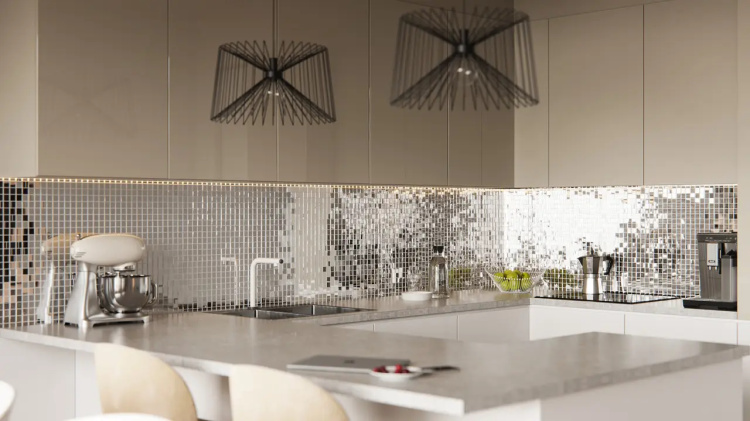 Мозаїка дзеркальна DecorStoneHub Zs-1inch-Z срібляста 304х304 мм дюймова для стін ванної кімнати