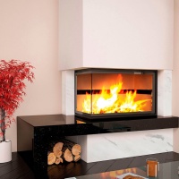 Портал для каміна Bravo Техно Botticino + Nero Marquina мармур бежевий/чорний кутовий