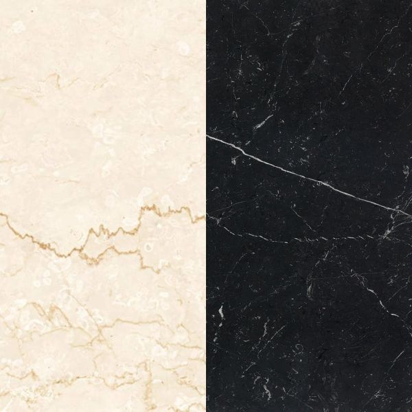 Портал для каміна Bravo Техно Botticino + Nero Marquina мармур бежевий/чорний кутовий