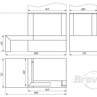 Портал для каміна Bravo Техно Botticino + Nero Marquina мармур бежевий/чорний кутовий