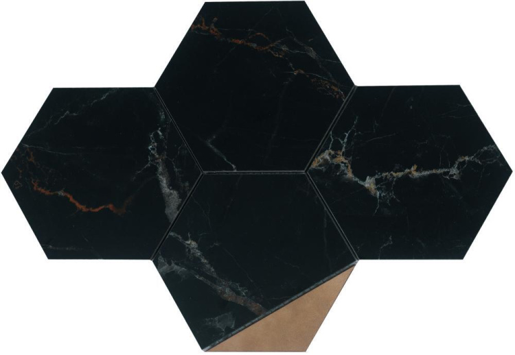 Мозаїка Dune 188520 MOSAICO CARONTE 25,5*29,5 чорна під мармур керамограніт