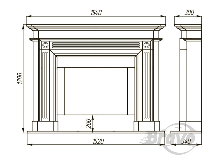 Портал для камина Bravo Рига Polaris мрамор белый прямой