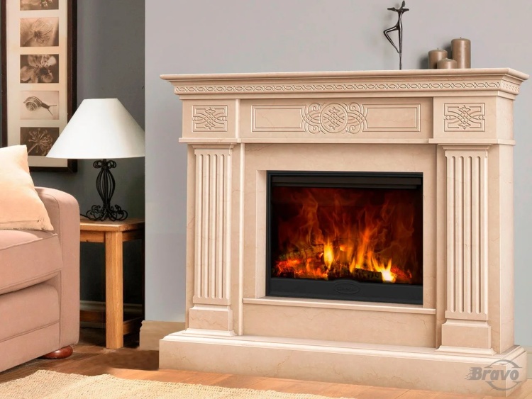 Портал для каміна Bravo Александрія Volakas мармур білий кутовий