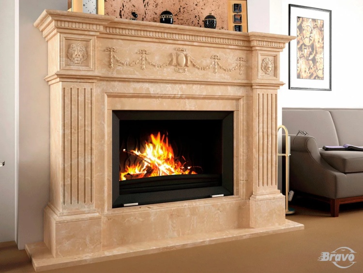 Портал для каміна Bravo Амстердам Botticino мармур бежевий кутовий