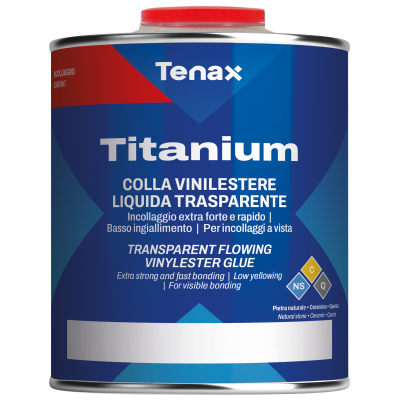 Клей епоксидний вінілефірний Tenax Titanium Flowing прозорий 1 л рідкий жаростійкий для каменю кераміки