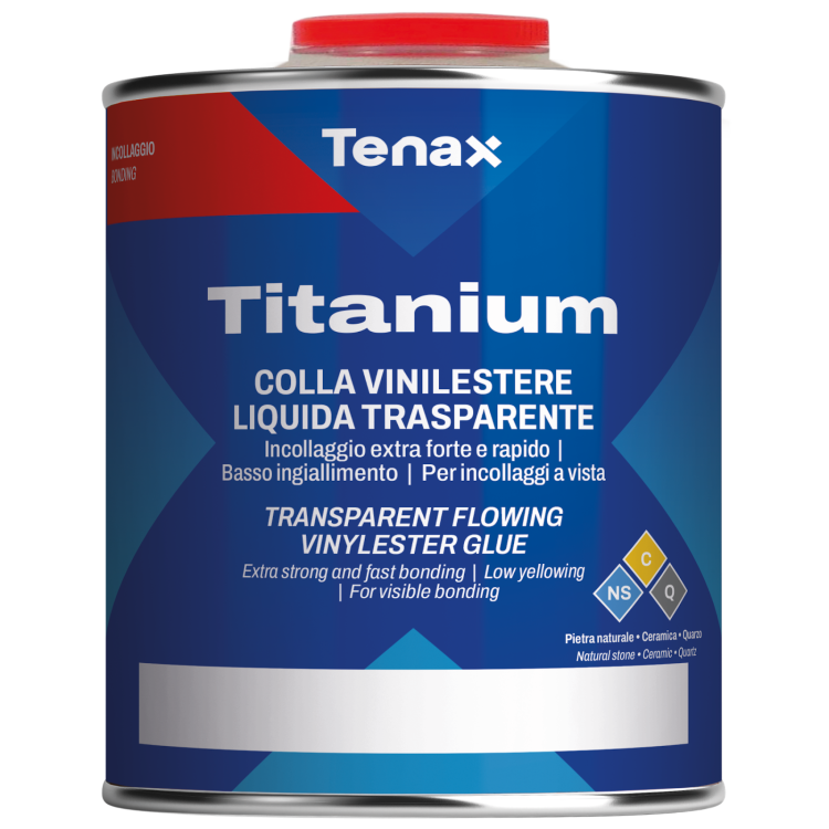 Клей епоксидний вінілефірний Tenax Titanium Flowing прозорий 1 л рідкий жаростійкий для каменю кераміки