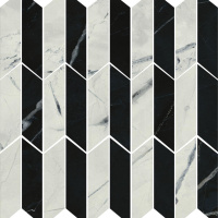 Мозаїка Dune 188714 Black &amp; Light Calacatta 27*28 чорно-біла глянцева керамограніт