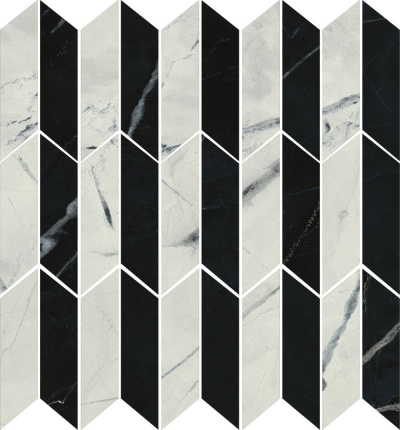 Мозаика Dune 188714 Black & Light Calacatta 27*28 черно-белая глянцевая керамогранит