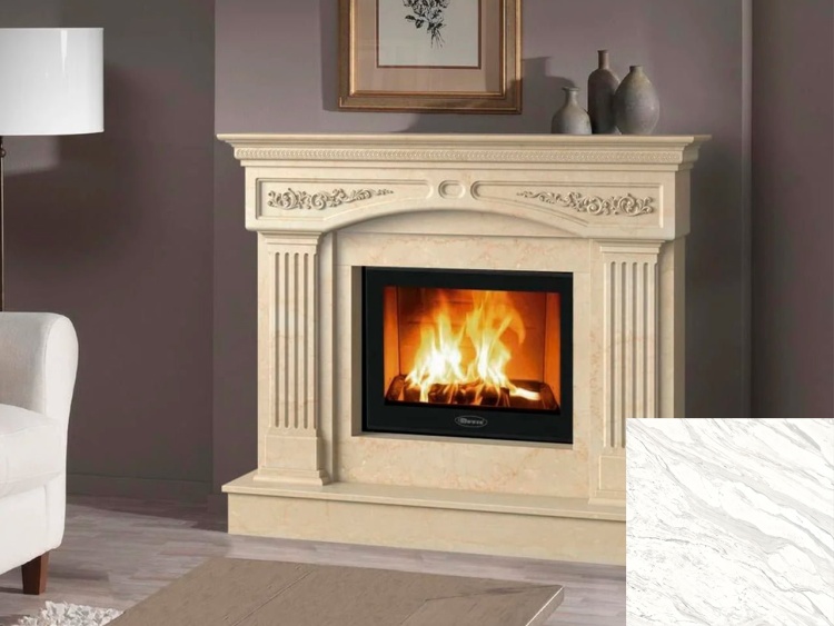 Портал для каміна Bravo Валенсія Volakas мармур білий прямий