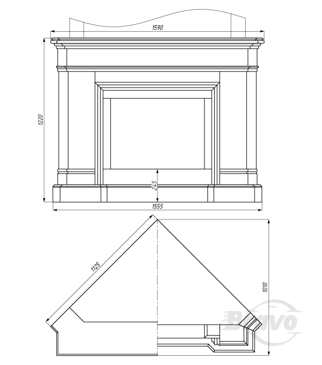 Портал для каміна Bravo Мадрид Polaris мармур білий кутовий