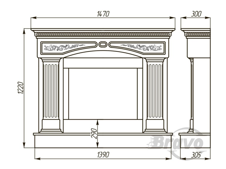 Портал для каміна Bravo Валенсія Crema Marfil мармур бежевий прямий