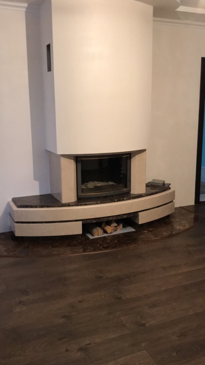 Портал для камина Bravo Осло Botticino + Emperador Dark мрамор бежевый/коричневый прямой