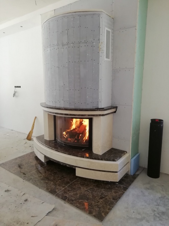 Портал для камина Bravo Осло Botticino + Emperador Dark мрамор бежевый/коричневый прямой