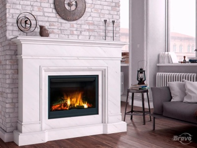 Портал для каміна Bravo Мадрид Volakas мармур білий кутовий