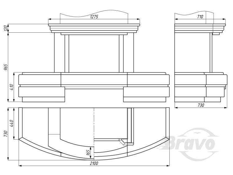 Портал для каміна Bravo Осло Botticino + Verde Guatemala мармур бежевий/зелений прямий з балкою