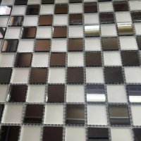 Мозаїка дзеркальна DecorStoneHub Zs-2x2-GS графітова з сатином 274х274 мм шахова текстура для офісу Мозаїка дзеркальна DecorStoneHub Zs-2x2-GS графітова з сатином 274х274 мм шахова текстура для офісу