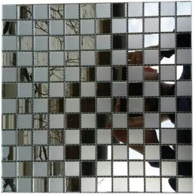 Мозаїка дзеркальна DecorStoneHub Zs-2x2-GS графітова з сатином 274х274 мм шахова текстура для офісу