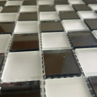 Мозаїка дзеркальна DecorStoneHub Zs-2x2-GS графітова з сатином 274х274 мм шахова текстура для офісу Мозаїка дзеркальна DecorStoneHub Zs-2x2-GS графітова з сатином 274х274 мм шахова текстура для офісу