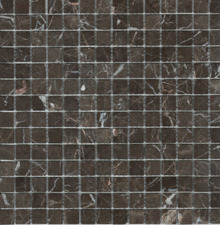 Мозаїка з мармуру D-CORE ZM-8813M Marron Emperador 20x20x4 (305x305) мм глянцева на сітці