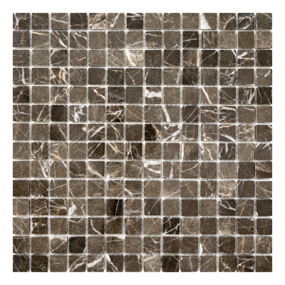 Мозаїка з мармуру D-CORE ZM-8813M Marron Emperador 20x20x4 (305x305) мм глянцева на сітці