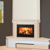 Портал для каміна Bravo Баварія Botticino мармур + Atem White кварц бежевий/білий кутовий