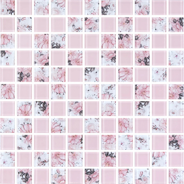 Мозаїка скляна Kotto Ceramica GMP 0825008 С2 print 8/pink w 300 x 300 х 8 ( 25 х 25 )