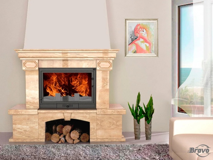 Портал для каміна Bravo Барбара Daino Reale мармур бежевий прямий n2