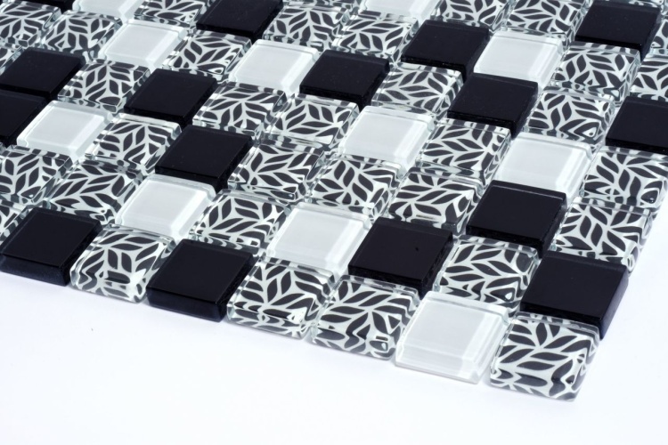 Мозаїка скляна Kotto Ceramica GMP 0825011 С3 print 10/black/white 300 x 300 х 8 ( 25 х 25 )